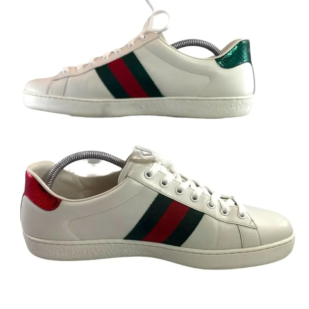 Gucci Ace Men's Sneakers White Leather Low Top Size UK 10 US 10.5-11 429446